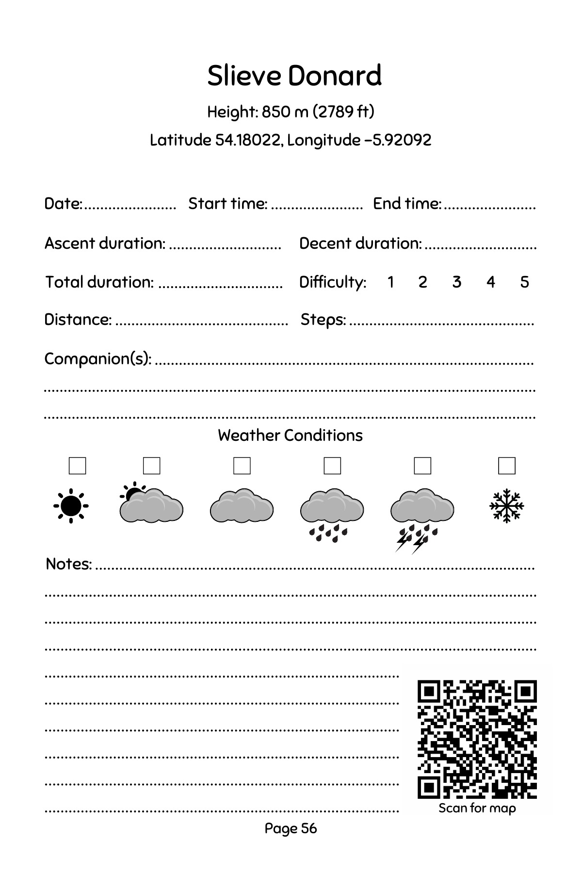 Slieve Donard journal entry — authentic sample page 3